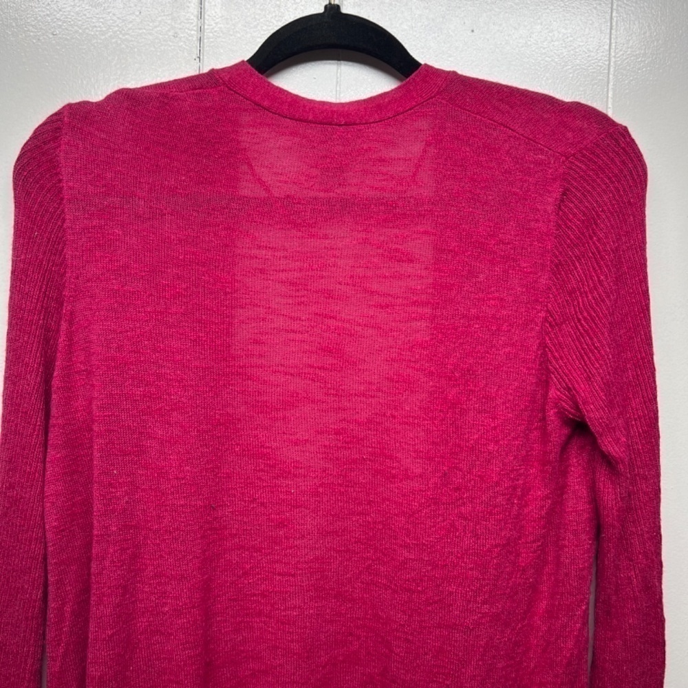 LOFT Silk Ramie Blend Long Sleeve Open Front Women's Pink Cardigan Size Medium - Picture 8 of 12